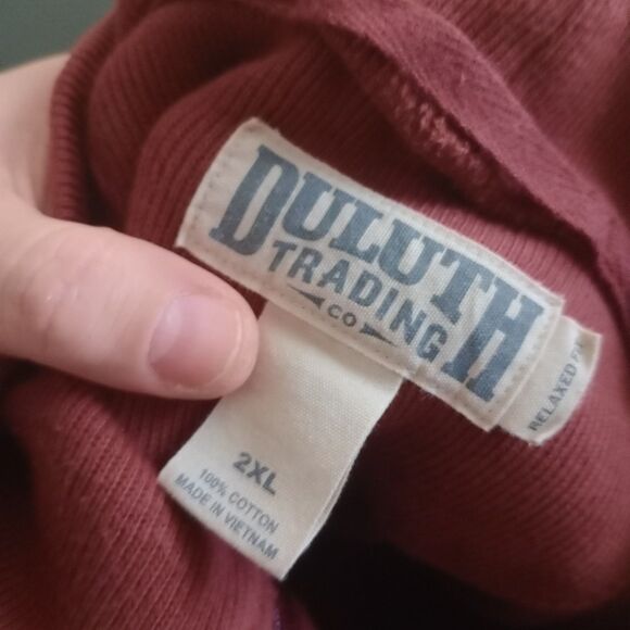 Duluth Trading Co Mens Size XXL Pullover Relaxed Fit  Quarter Zip Burgundy - Picture 3 of 4